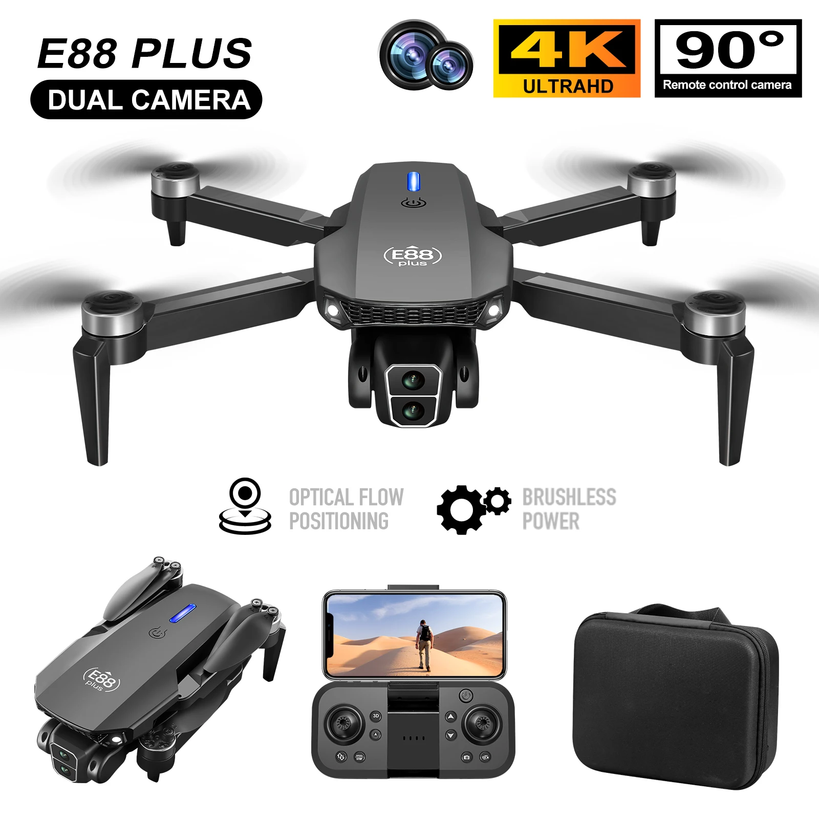 Drone Aerial Photography - Novo drone quadricóptero E88 Plus: 90